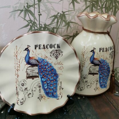 Набор: две вазы и тарелка европейский стиль: Павлин - Магазин эзотерических товаров "Энергия Ци"
