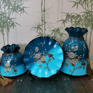 Набор: две вазы и тарелка европейский стиль: Цветы и птицы- Магазин эзотерических товаров "Энергия Ци"