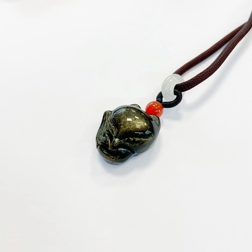 Лиса Кицунэ подвеска обсидиан - Модель 1 Лиса Кицунэ подвеска обсидиан — изображение 3