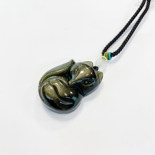 Лиса Кицунэ подвеска обсидиан - Модель 1 Лиса Кицунэ подвеска обсидиан — изображение 6